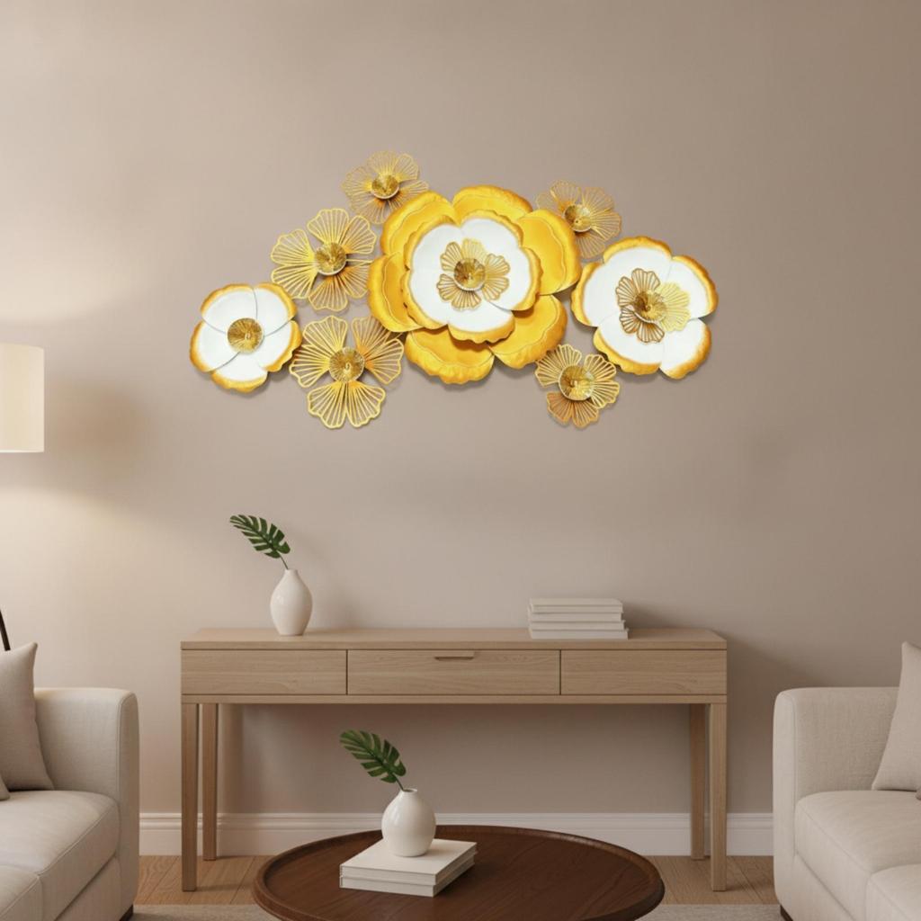 Metal Flower Wall Decor Layered Art Sturdy for Entryway