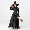 Womens Halloween Costume Set Black Witch Cosplay Outfit Dress Hat Belt Party Stage Role Play