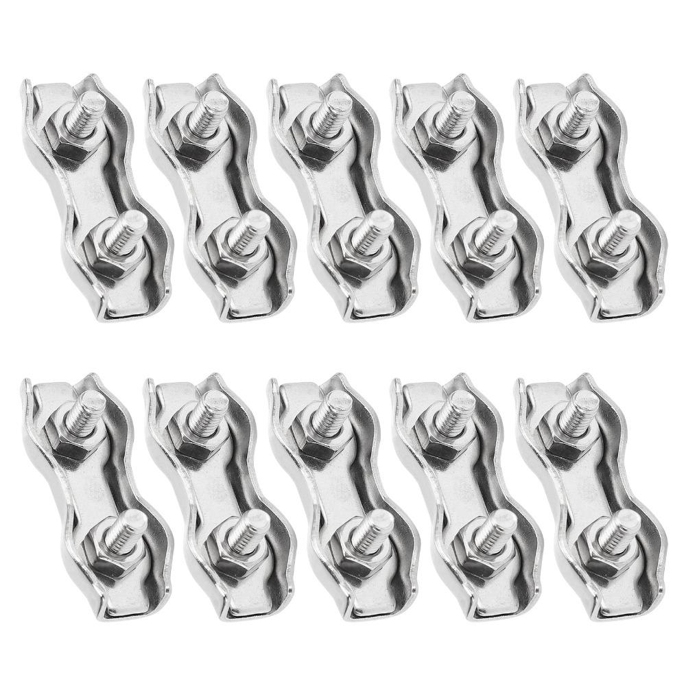 10pcs 304 Stainless Steel Steel Wire Rope Clip Double Grips Double Bolt Wire Clamp Electric Fences