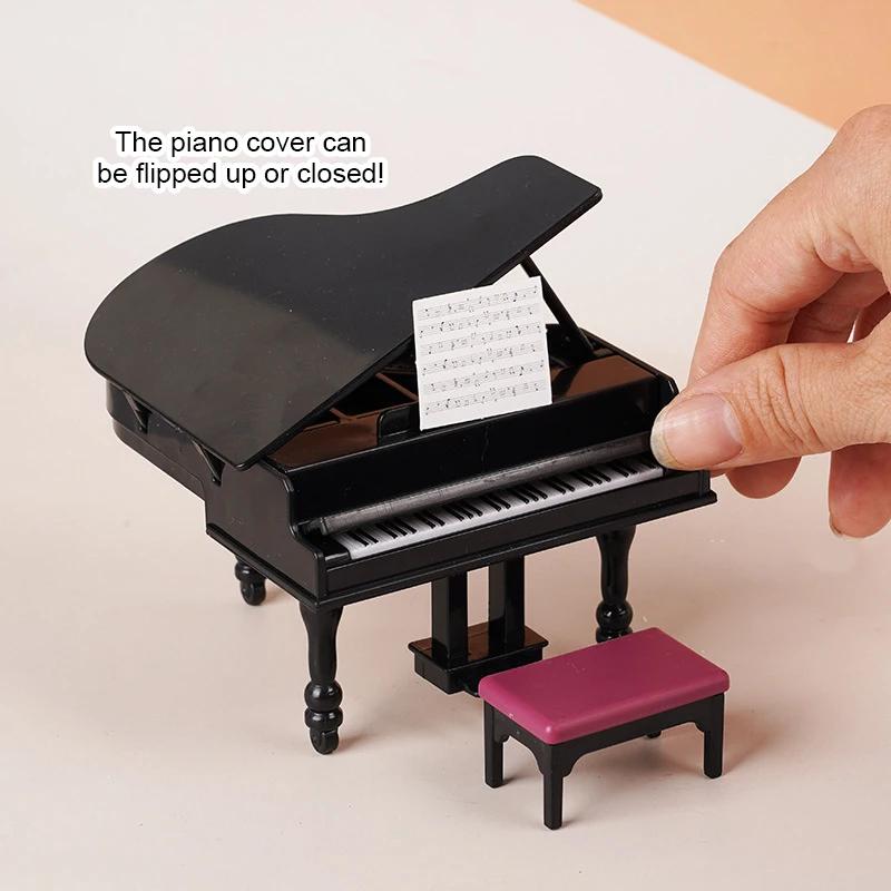 1:12 Dollhouse Miniature Piano Instrument Chair Model Living Room Furniture Decor Toy Doll Dollhouse Mini Piano Decoration