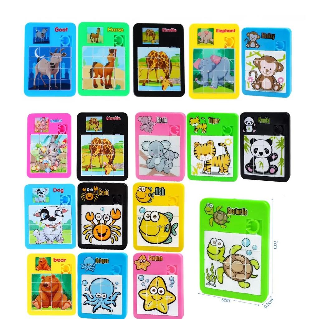 12/24PCS Puzzle Moving Sliding Early Education Animal Children's Jigsaw Puzzle Toy School Kindergarten Gift Gifts for Kids Games