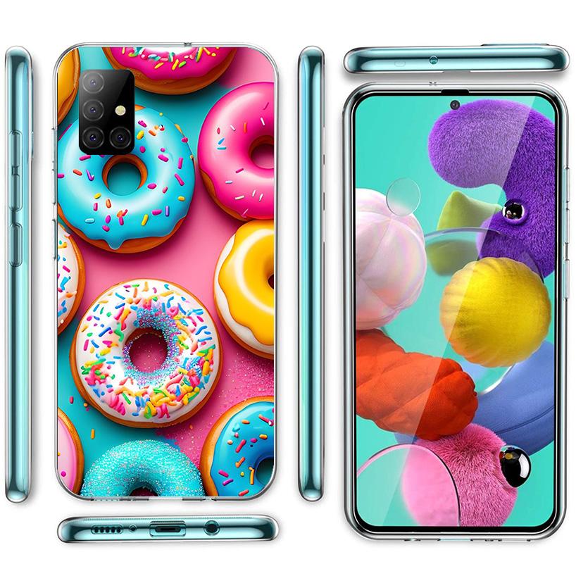 Macaron Ice Cream Cake Doughnut Phone Case For Samsung Galaxy A52 A32 A22 A12 A51 A31 A50S A30S A20S A10S Note 20 Ultra 10 Plus