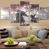 Arte Murale su Tela a 5 Pannelli Samurai Giapponese Duello Anime Poster Pittura Soggiorno Stampa Immagine Camera da Letto Murale Decorazione Casa