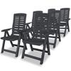 vidaXL 6 Piece Adjustable Folding Plastic Chairs, Anthracite