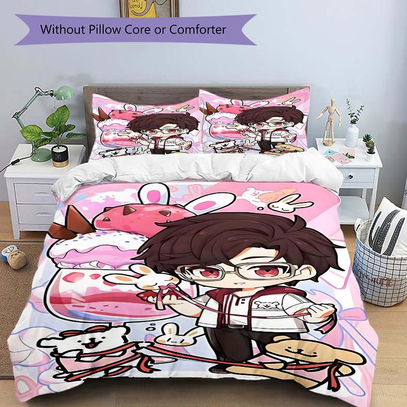 

3pcs Anime Cartoon Design Comforter Set with One Quilt Cover and Two Pillowcases (No Core) - Festive Gift for Bedroom and Guest Room Decoration, Polye 135x200cm