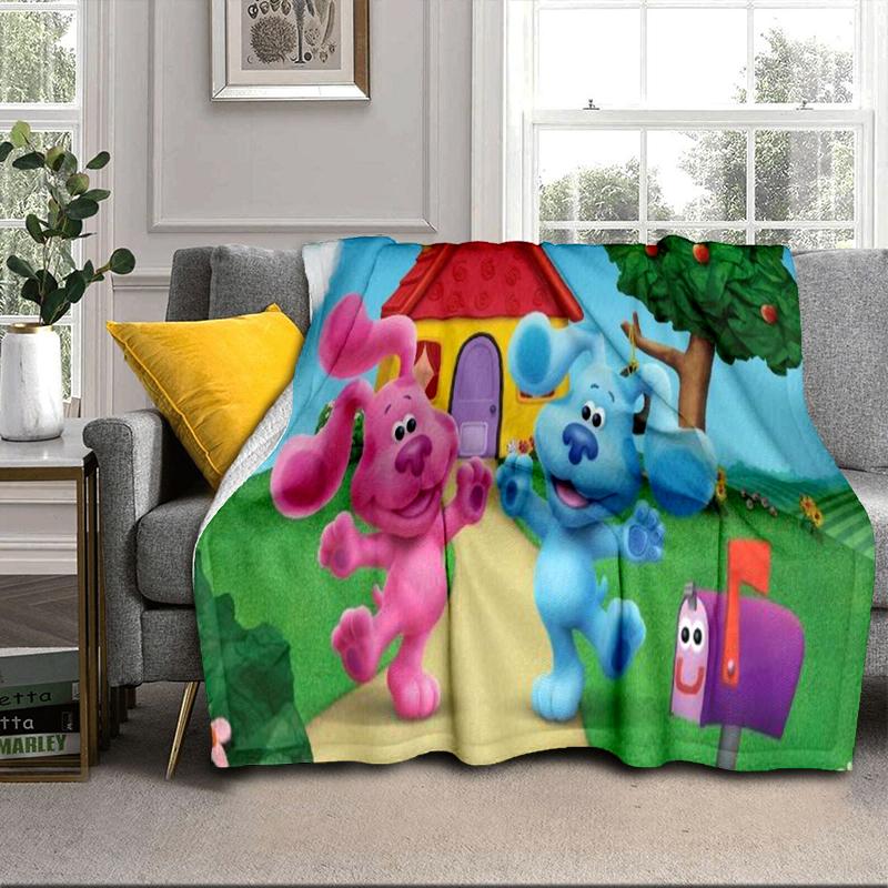 Cartoon Blue dog Blanket Flannel Blanket for bed, sofa, Camping, Hiking, Picnic Essentials, gift for family Fan gifts