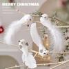 Snowy Feathered Bird Pair Christmas Craft Decorations For Wreaths Tree Home Decoration Premium Plastic Materials Gift For Bird Lover