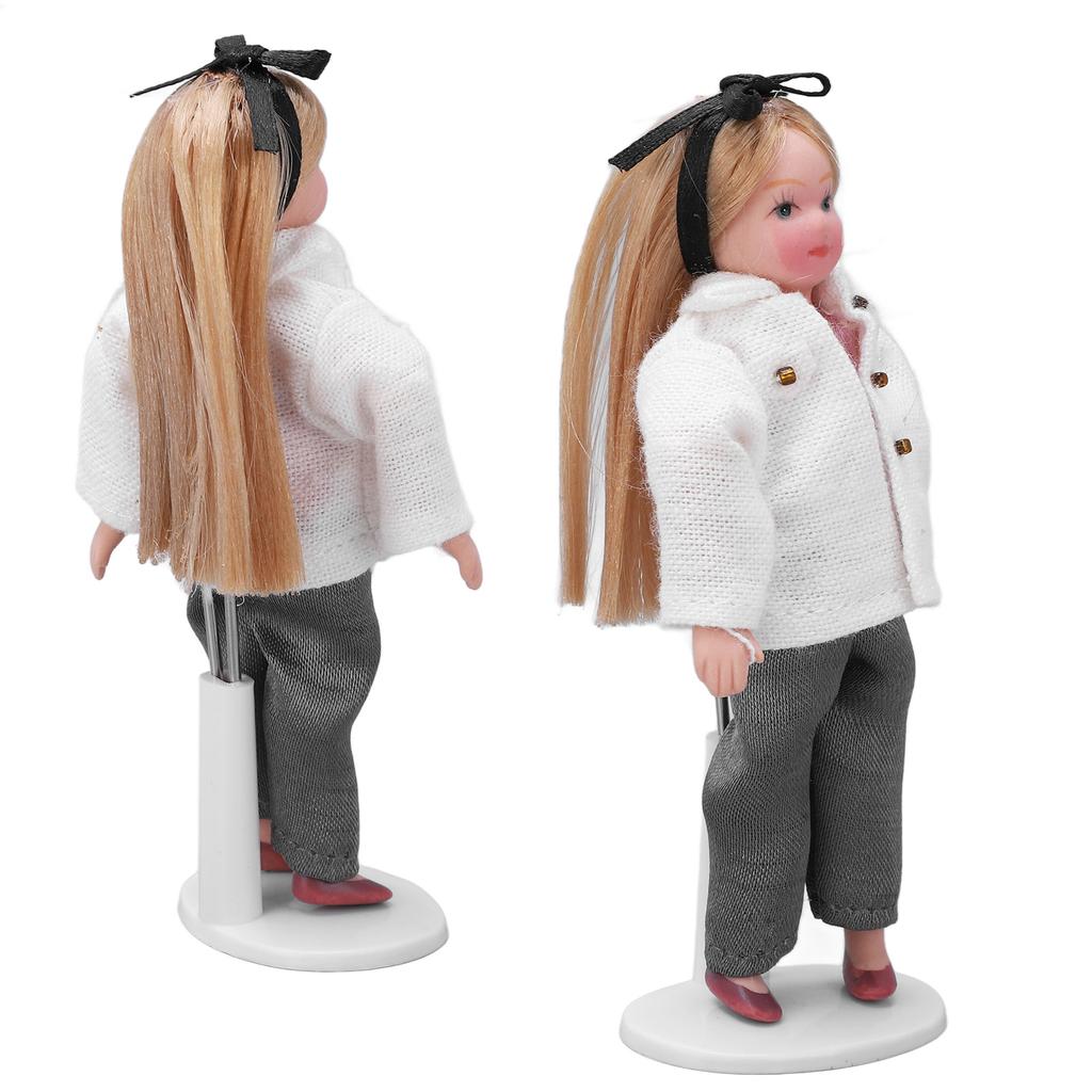 Miniatyr Porselensmennesker Bevegelige Lemmer Livaktig Mini Keramisk Jentedukke for 1/12 Skala Dukkehus
