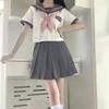 TUAHOUS Sailor Uniform Cosplay Authentic Uniform with Three Grayish Kanto Open Pleated Cute School School British Junior High School Cultural Costume