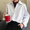 Gestreiftes Hemd für Damen, langärmelig, koreanische, elegante, lässige Bürodame, übergroße Modekleidung