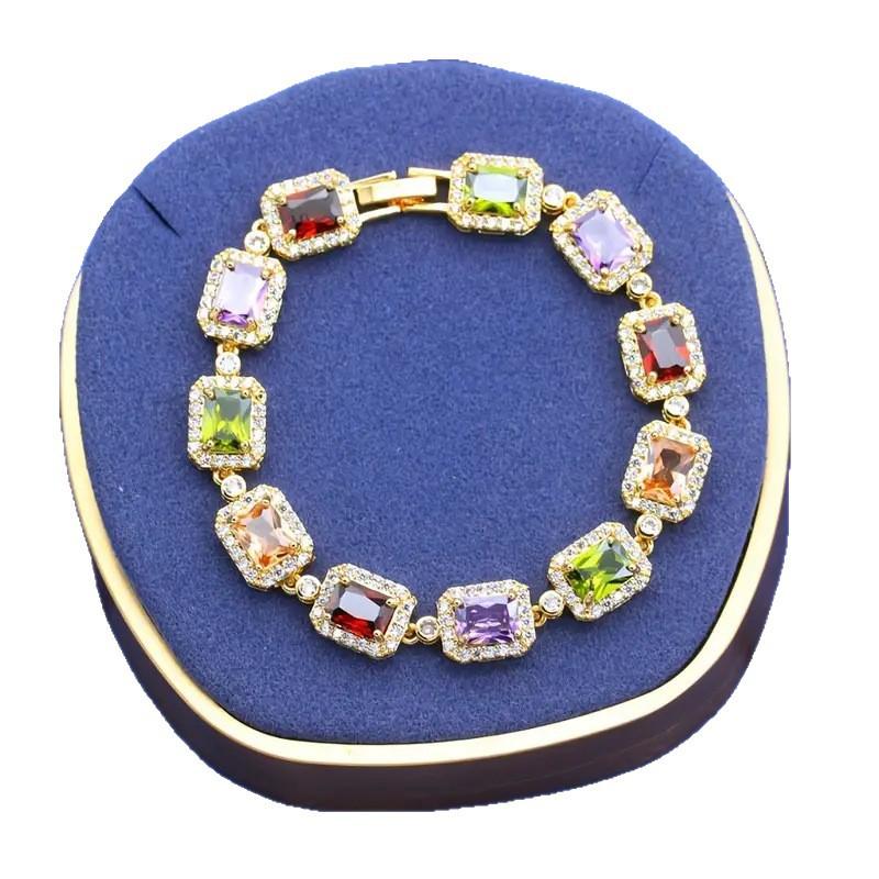 Classic Square Design Color Heavy Industry Zircon Bracelet European and American Fashion Exquisite Bracelet Niche Design 2026