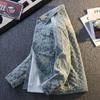 2026 Spring and Autumn New Trendy Brand Retro Denim Jacket Men's Washed Small Fragrant Wind Jacquard Couple Tooling Jacket