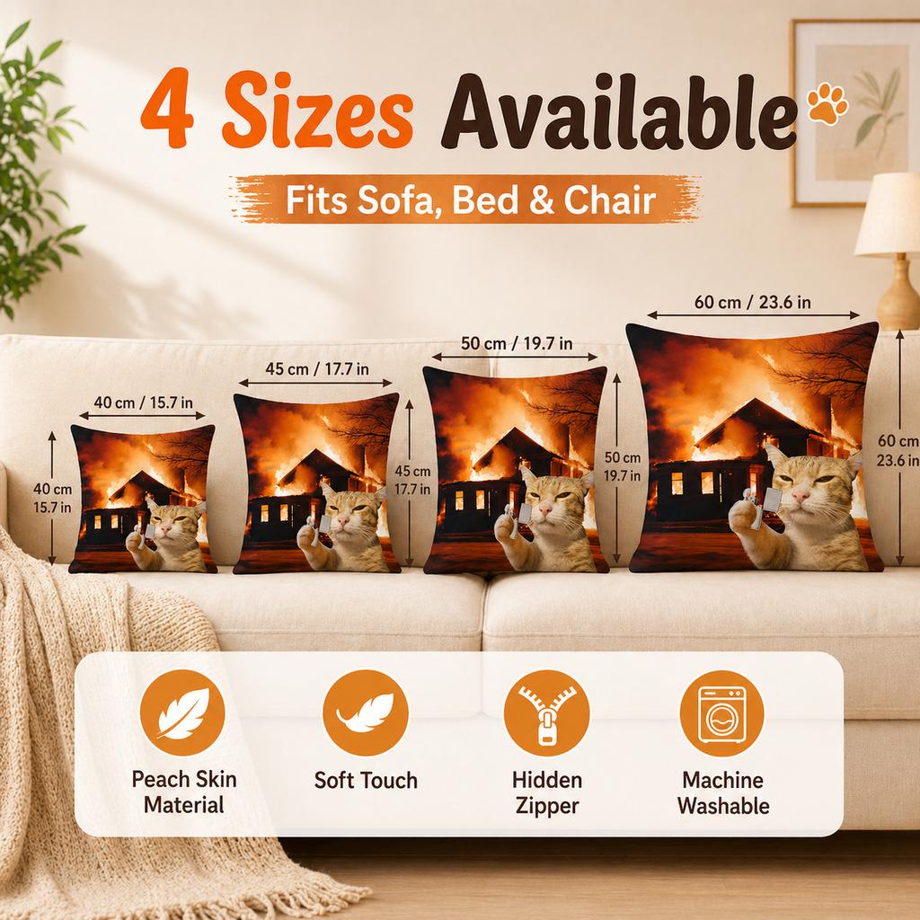 Funny Meme Cat Explosion Pillow Covers 2D Flat Printed Peach Skin Throw Cushion Case For Couch Sofa Living Room Decor 45X45Cm