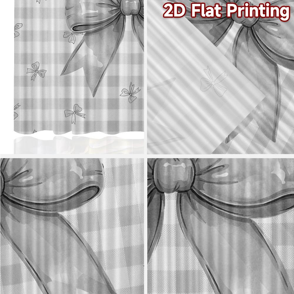 2D FLAT PRINTING 2pcs Curtains (Without Rod) Gingham Bows Design Modern Curtains&Window Treatment Versatile Fabric Curtains Gift