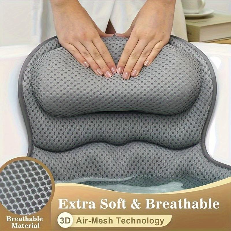 Spa Bath Pillow with 3D Air-Mesh Technology, Bathtub Cushion with 6 Strong Suction Cups for Head, Neck, and Back Support