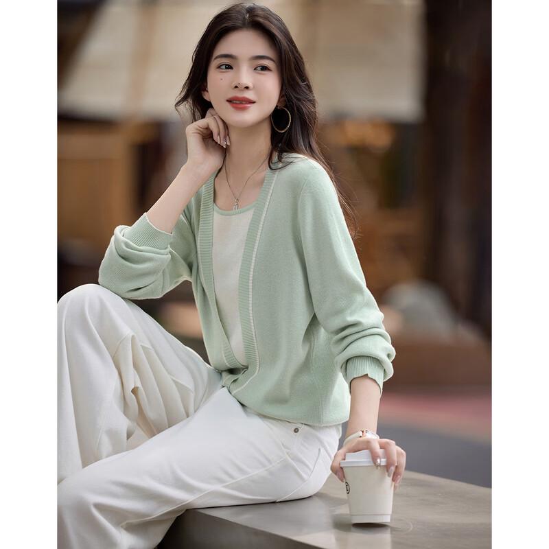 Demana Soft Light Star Yarn Merino Wool Silk Blend Deep V-neck Knit Sweater