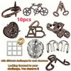 10pcs Adult Classic Metal Puzzle Locks Miniature Ornaments Snake Key Bicycle Lock Etc Each Level Offers Different Challenge 18+