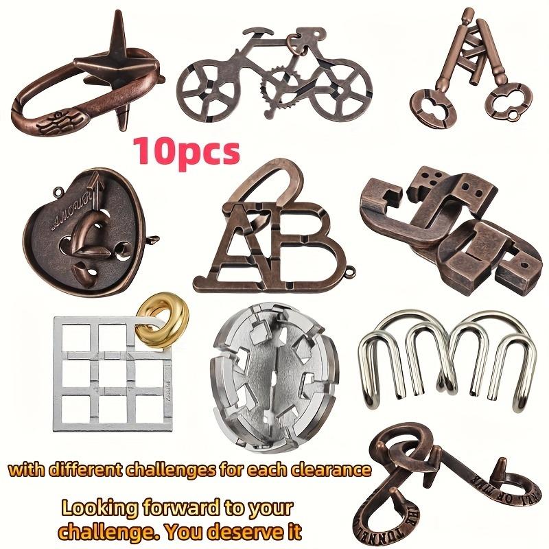 10pcs Adult Classic Metal Puzzle Locks Miniature Ornaments Snake Key Bicycle Lock Etc Each Level Offers Different Challenge 18+