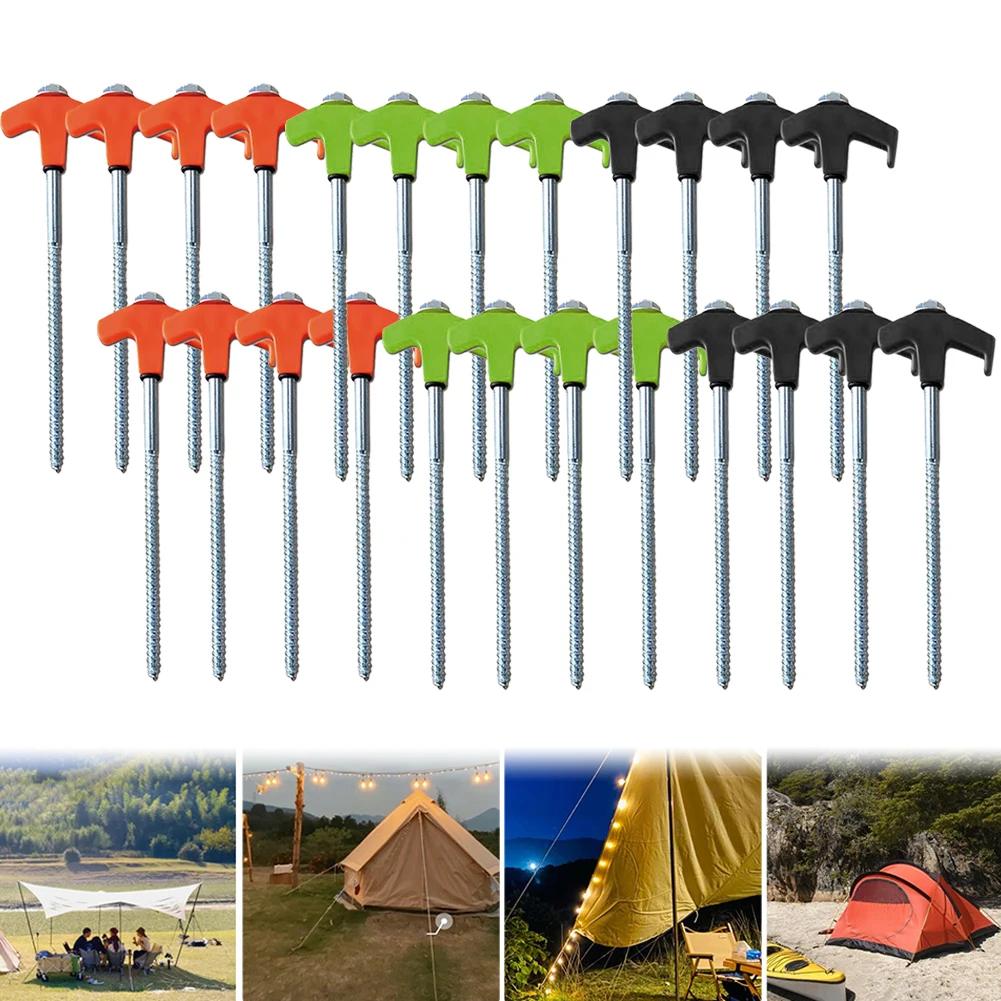 8Pcs Camping Pegs Drill In with Hex Socket Heavy Duty Spiral Screw Heavy Duty Tent Stakes Pegs Screw In Camping Tent Pegs
