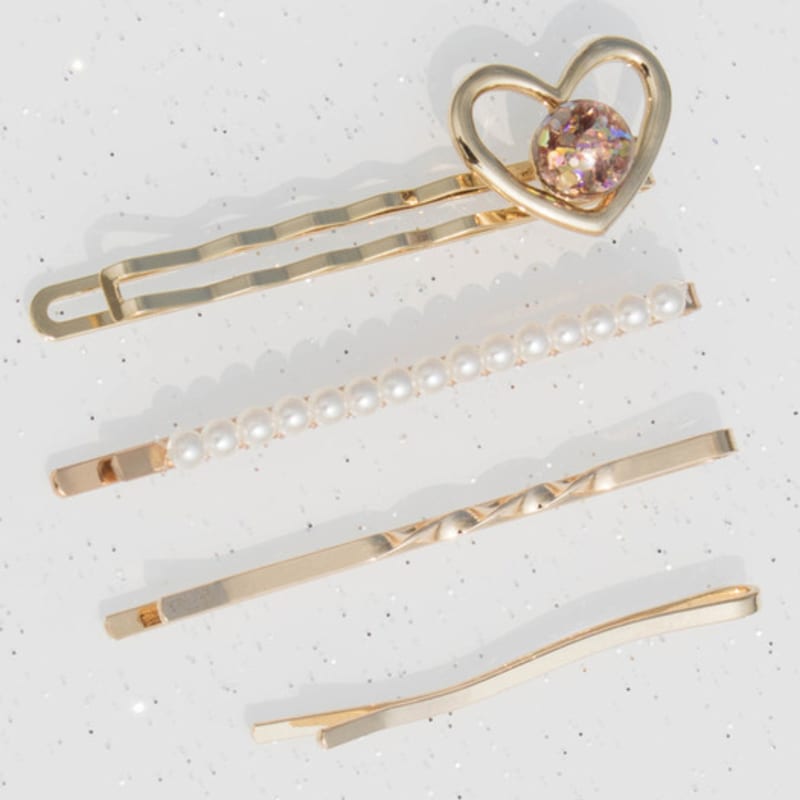 Luvinball Linie Herz Schneekugel Haarnadel SET(4 Stück)