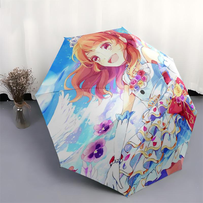 1pc Love Live! Umi Sonoda Outdoor Umbrella - Automatic Opening/Closing, Portable 3-Fold Design, 8-Rib Iron Frame, Perfect Gift for Fans, Travelers, Da