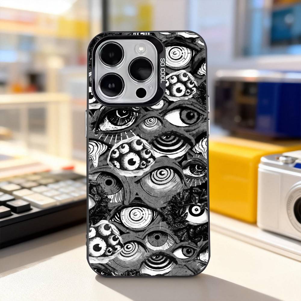 Horror Scary Face Eyes Phone Case For iPhone 11,12,13,14,15,16,17,Pro,Max,Plus,E,Air,Mini IMD Matte Black