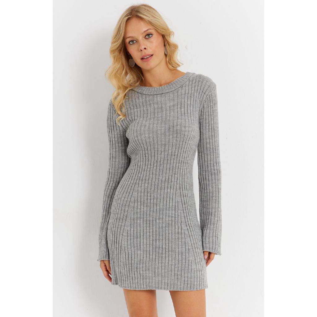 Women's Burgundy Spanish Sleeve Knitwear Mini Dress Yv273