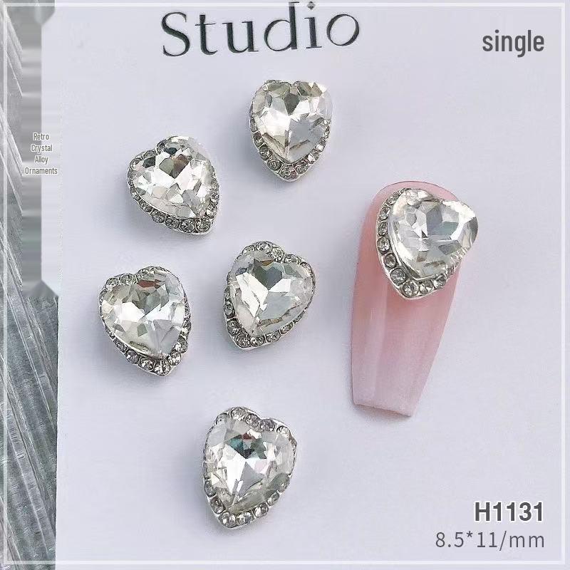 Nail Art Rhinestone Ornaments: Large Oval & Square Transparent Silver-White Crystals