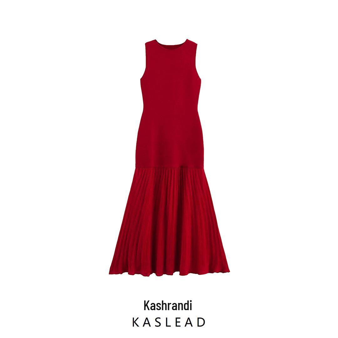 

2025 Spring Fashion: Women s European & American Style Knitted Patchwork Long Dress Small