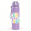 1PC Fix Your Vibe Text Slogan Print 750ml Color Plastic Sports Water Bottle Leakproof Flip Straw Lid Suitable for Sports Office Home Use