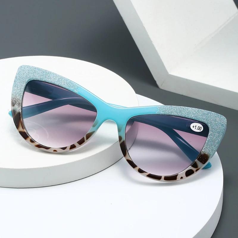 Luxus Designer Übergroße Alterssichtigkeit Sonnenbrille Retro Damen Cat-Eye Ultraleicht Neutral Hochwertige Lesebrille Dioptrie +2.5