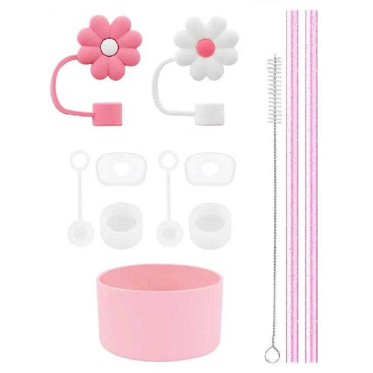 11Pcs Accessories Set for Stanley Cup Silicone Spill Proof Stopper Straw Cover Cap Reusable Straw 1 Cleaning Brush 40oz 30oz Cup Holders 5