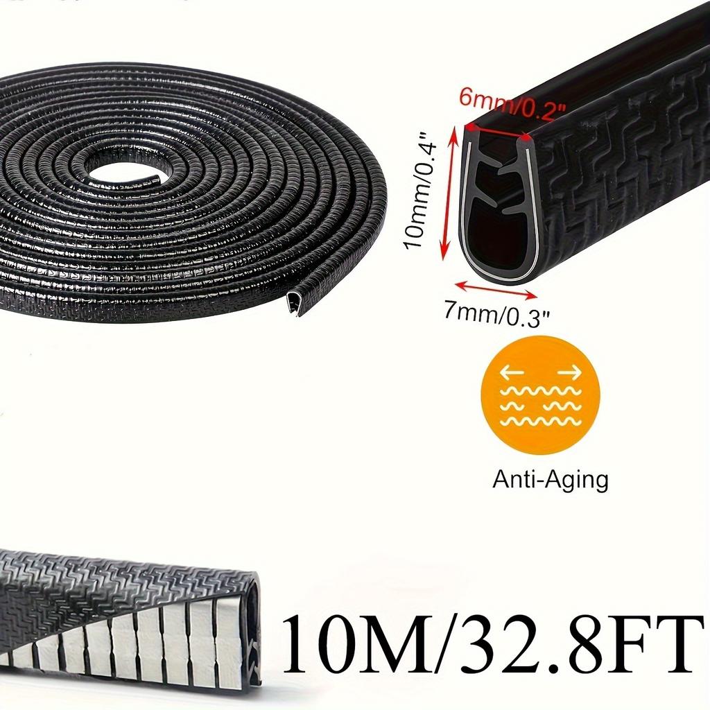 10M/32.8FT Edge Decorative Rubber U-Shaped Channel Strip with Metal Door Edge Protector Car Door Seal
