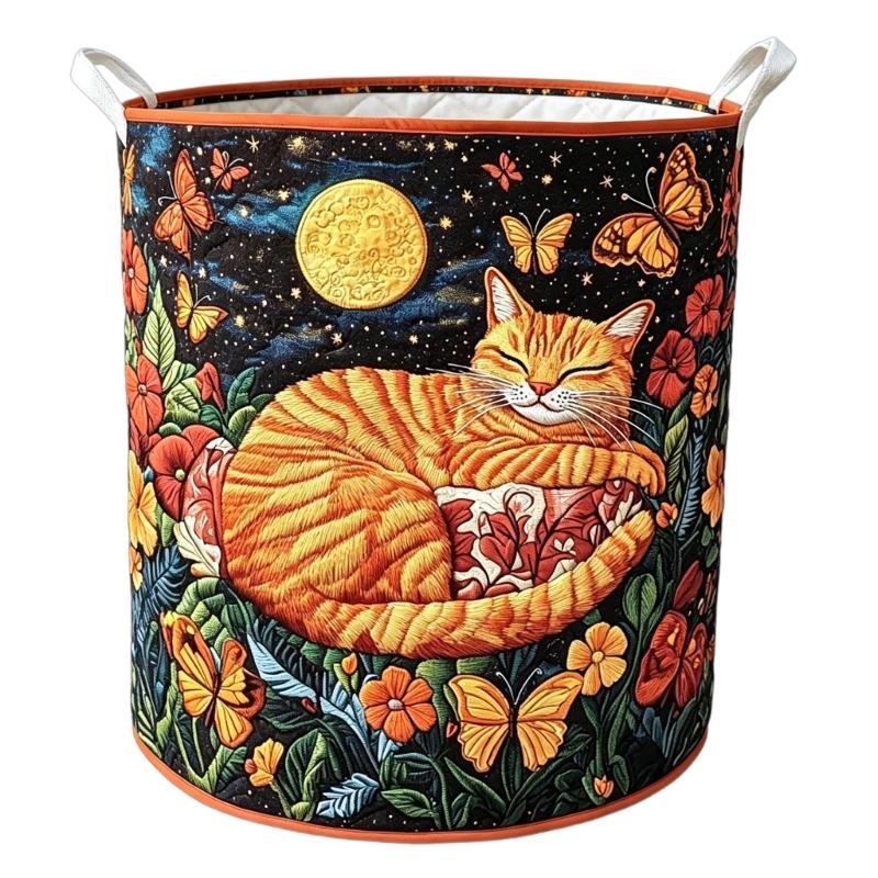 Decorative Fabric Laundry Basket with Carry Handles, Folding Polyester Hamper for Closet Blanket and Towel Storage
