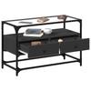 TV Stand with Glass Top Black 80 X 35 X 51 Cm Engineered Wood