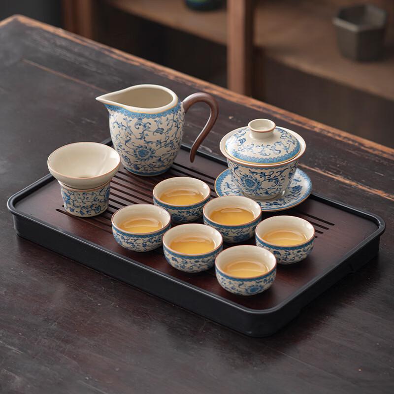 Ru Kiln Blue and White Kung Fu Tea Set