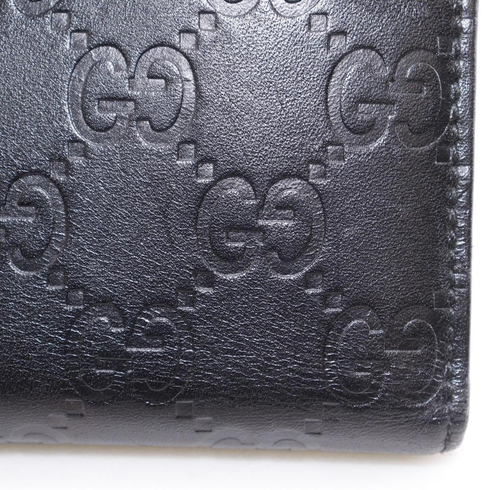 Gucci GG Bi-Fold Wallet 112664 Black Sima Leather Women Used