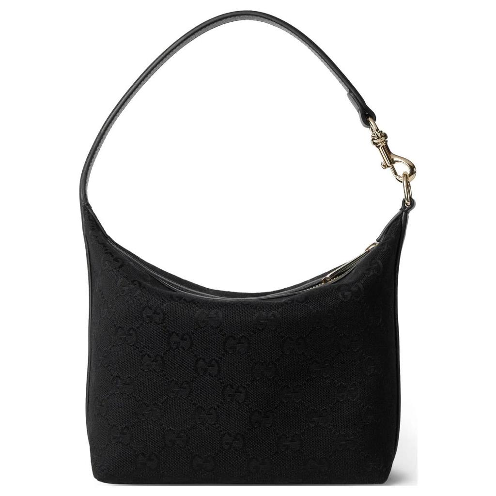 Gucci Mini Canvas And Leather Trimmed Tote Bag With Detachable Shoulder Strap Women tote bags Black Light-Gold 795168-FADMJ-1000