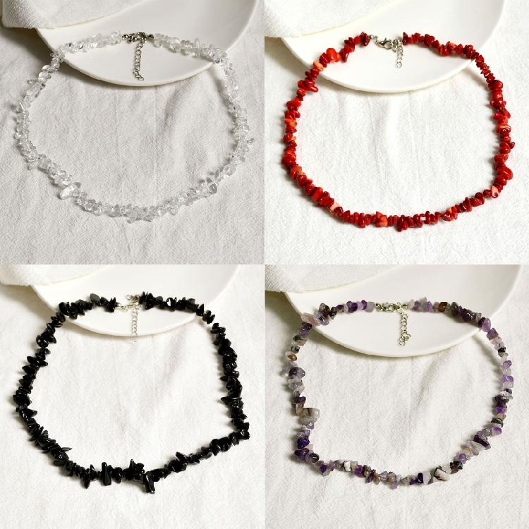 Natural Stones Necklace Gravel Necklaces Women Handmade Small Chokers Jewelry
