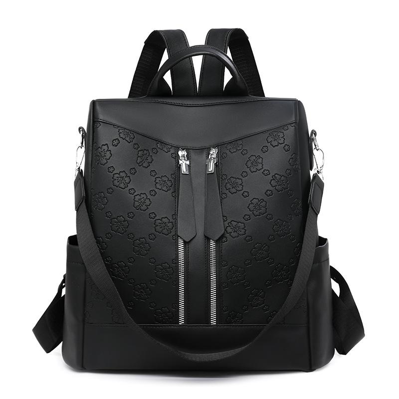 Women's Commuter Soft Leather Backpack Printed Backpack
