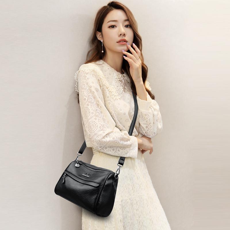 New women's bag large-capacity soft leather bag simple casual large-capacity shoulder messenger bag