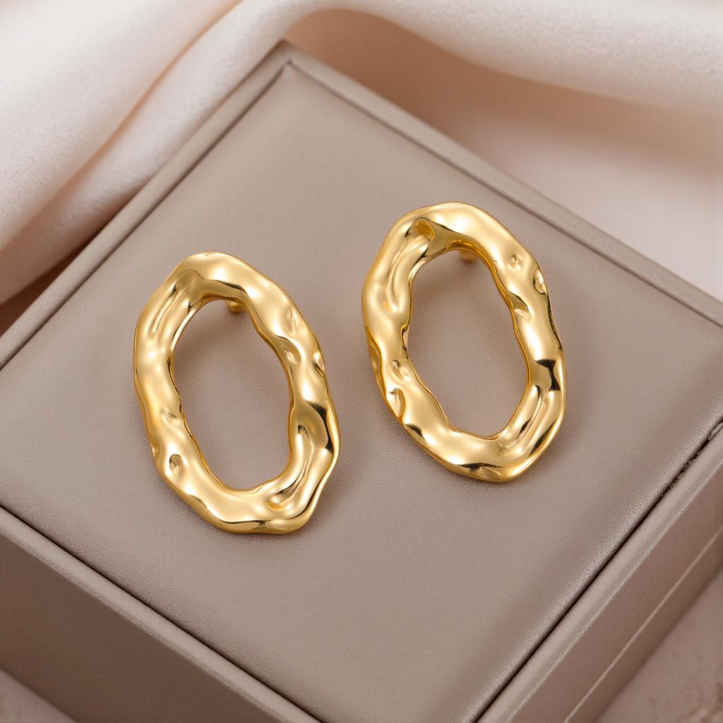 Cazador Geometric Stud Earrings Uneven Oval Earrings Waterproof Stainless Steel Jewelry for Women 2026 Trend Gifts Wholesale