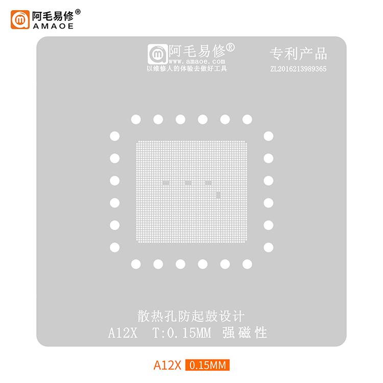 AMAOE BGA Stencil for 2018 iPadPro CPU A12X A12Z Direct Heating Precise Square Hole Reballing Stencil Tin Planting Platform