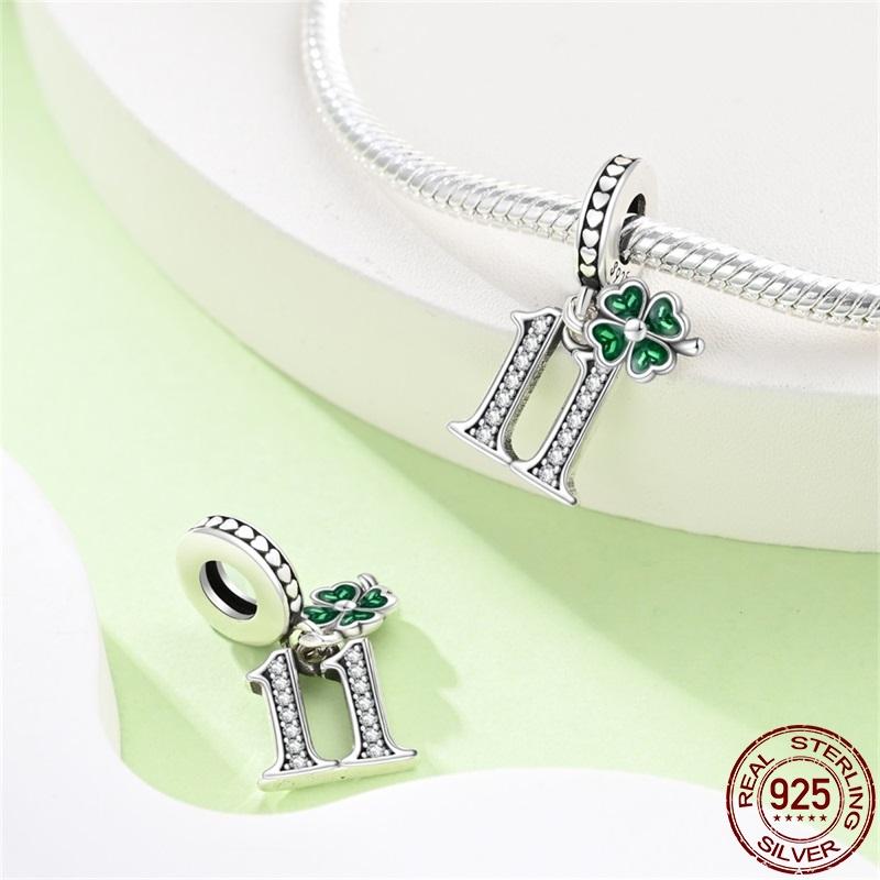 Genuine New Product Copper Lucky Number Pendants Fits Pan Bracelets DoItYourself Charms For Women Jewellery Fashion Gifts