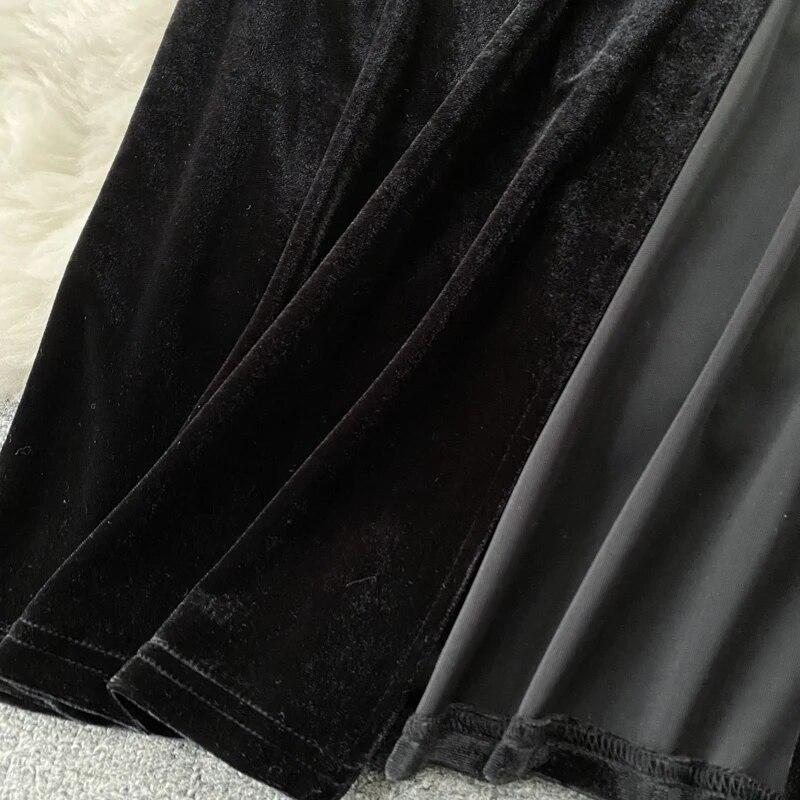 Chic Sexy Solid Split Slip Dress Sexy Off Shoulder Elegant Evening Party Robe Women Vintage Hip Wrap Ceremonial Dress