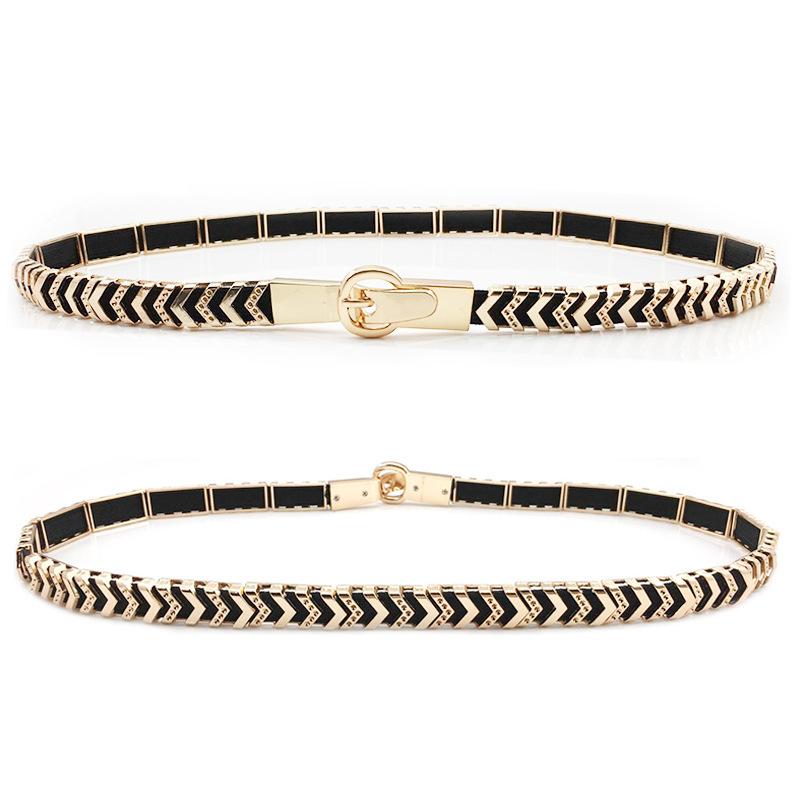Belt, Fashionable Women's Metal Elastic Belt, Thin Waist Seal Decoration Simple Korean Version Skirt Accessories Belt
