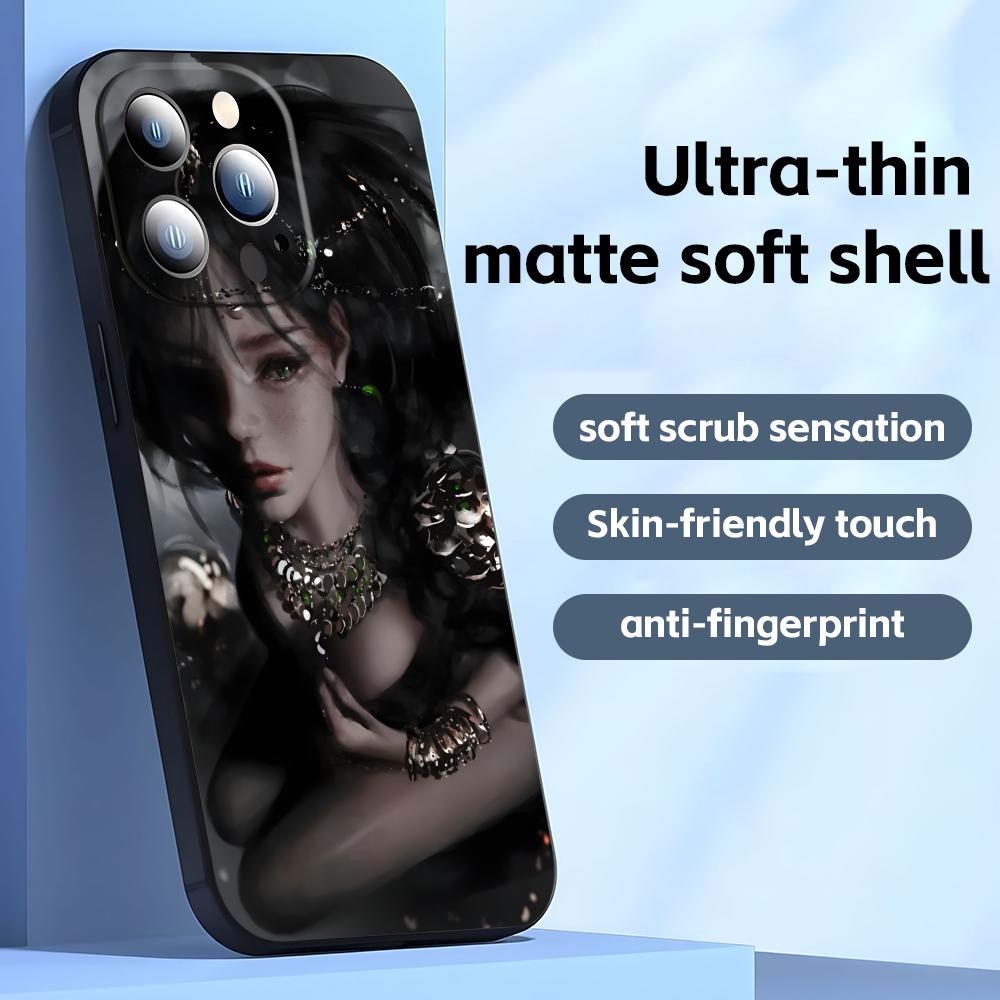 Ghostblade wlop Phone Case For iPhone17 16 16e 15 14 13 12 11 Plus Mini Pro Max Soft black Shockproof Cover