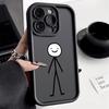 Shockproof Phone Case For iPhone 16 15 14 13 12 11 Pro Max Plus/Mini Lens Protect Scratch proof Soft Cover Lovely Black Line Man