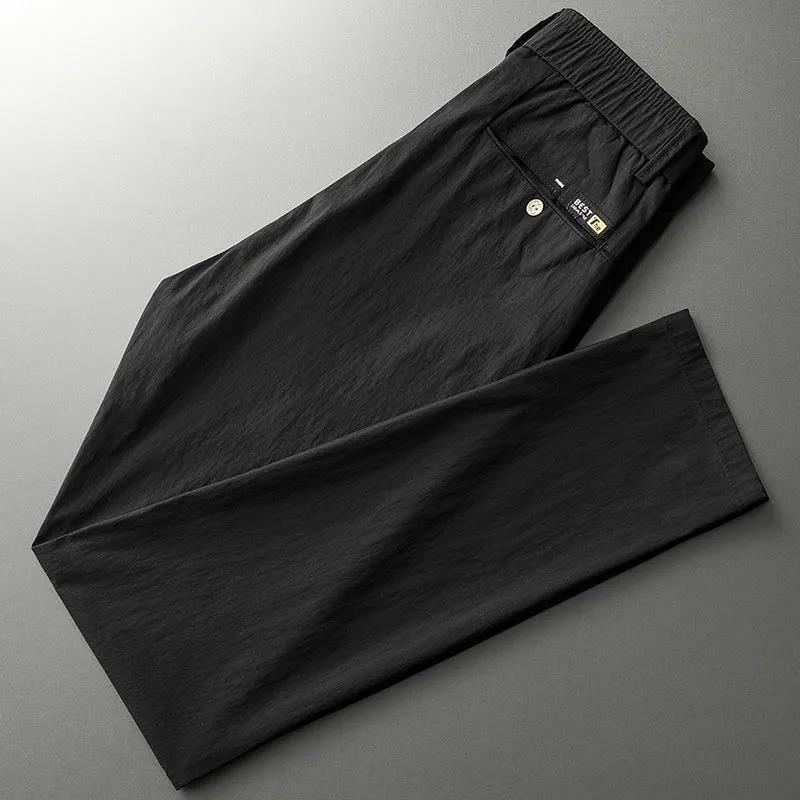 Summer Thin Men s Ice Silk Casual Wrinkle Resistant Summer Slim Fit Straight Tube Ultra-thin Breathable Loose Sports Pants Long Pants 28