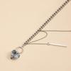 Lightweight Comfortable Alloy Heart Shaped Necklace  Mirrored Glass Crystal Beads Clavicle Chain For Daily Wear